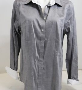 Talbots Navy/White Cuffed Long Sleeve Dress Shirt